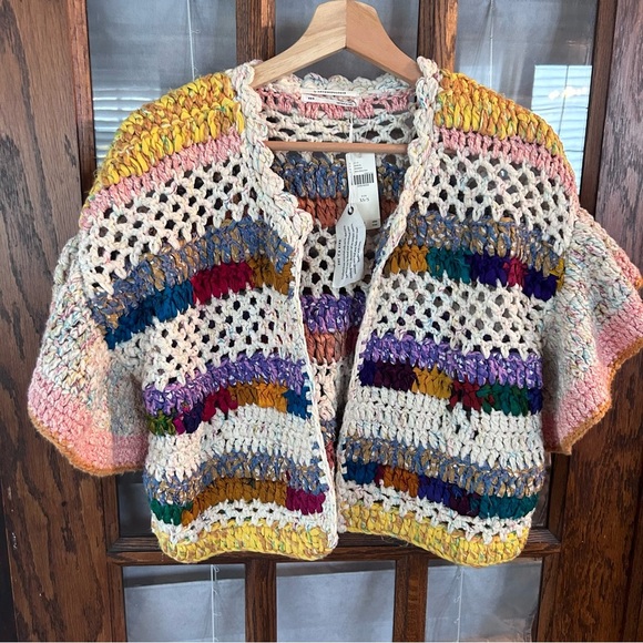 Size XS/S Anthropologie Mia Hand-Knit Cropped Cardigan NWT Rare - Picture 5 of 11